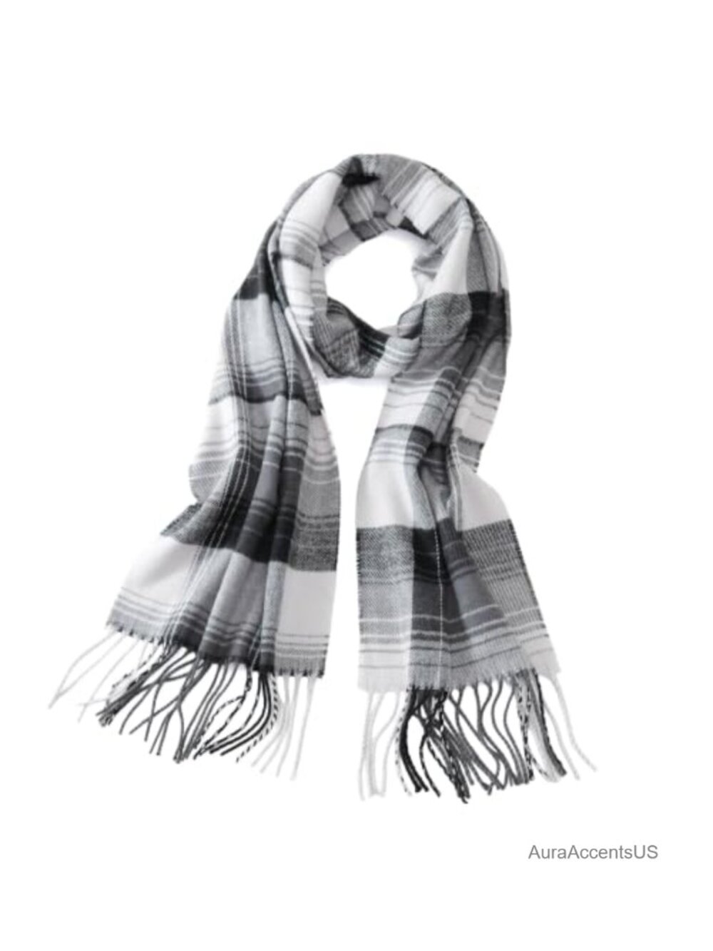 Acrylic Tartan Plaid Winter Scarf with Tassel Fringe Unisex